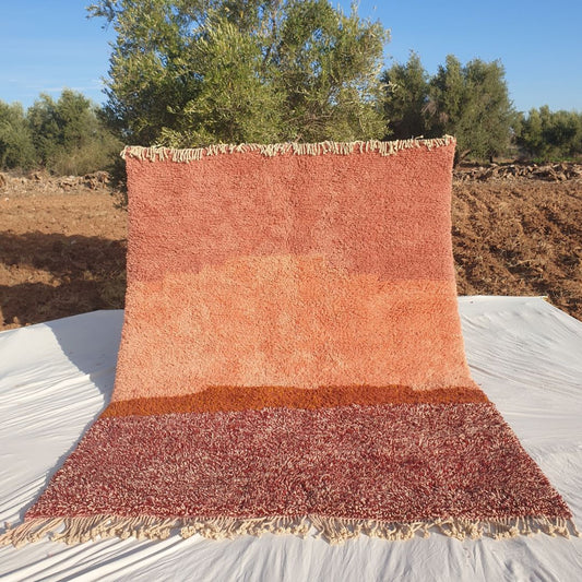 Lavme | Peach Pink Moroccan Rug 7x10 Beni Ourain Ultra Soft | Authentic Berber wool Beni Rug | 7'19x10' Ft | 219x303 cm