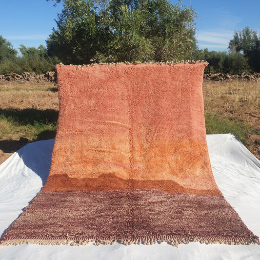 Lavme | Peach Pink Moroccan Rug 6x9 Beni Ourain Ultra Soft | Authentic Berber wool Beni Rug | 6'92x9'71 Ft | 211x296 cm