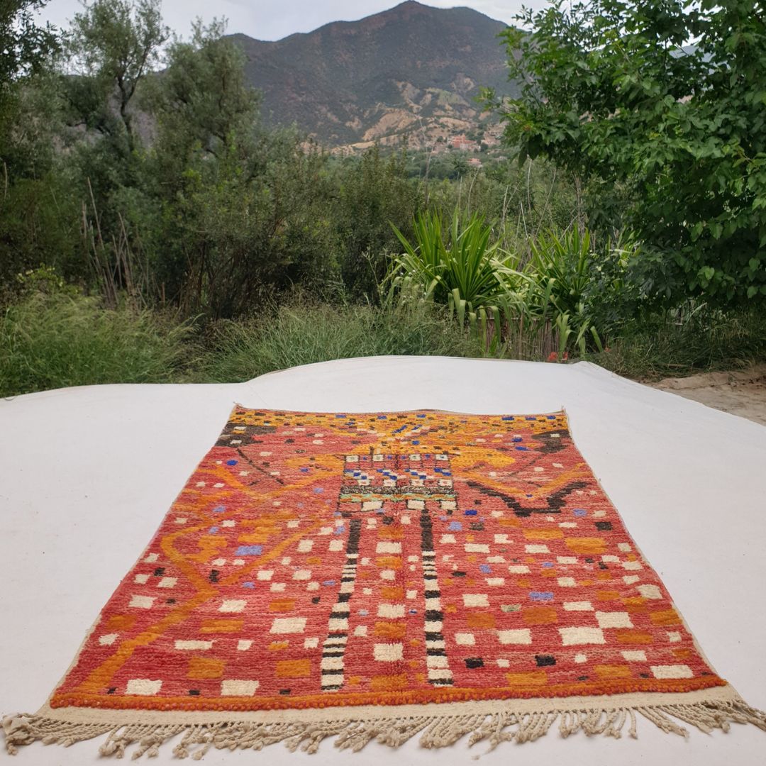 Afita - Red & Orange Moroccan Rug 5x8 Boujad | Authentic Berber Living room & Bedroom Rug | 5'64x8'69 Ft | 172x265 cm - OunizZ