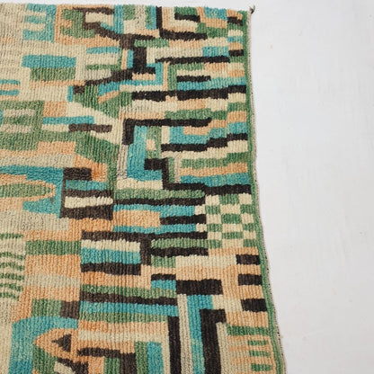 Balouka - Boujad 6x10 Green & Baby Blue Moroccan Rug Berber Handmade | 6'66x10'40 Ft | 203x317 cm - OunizZ