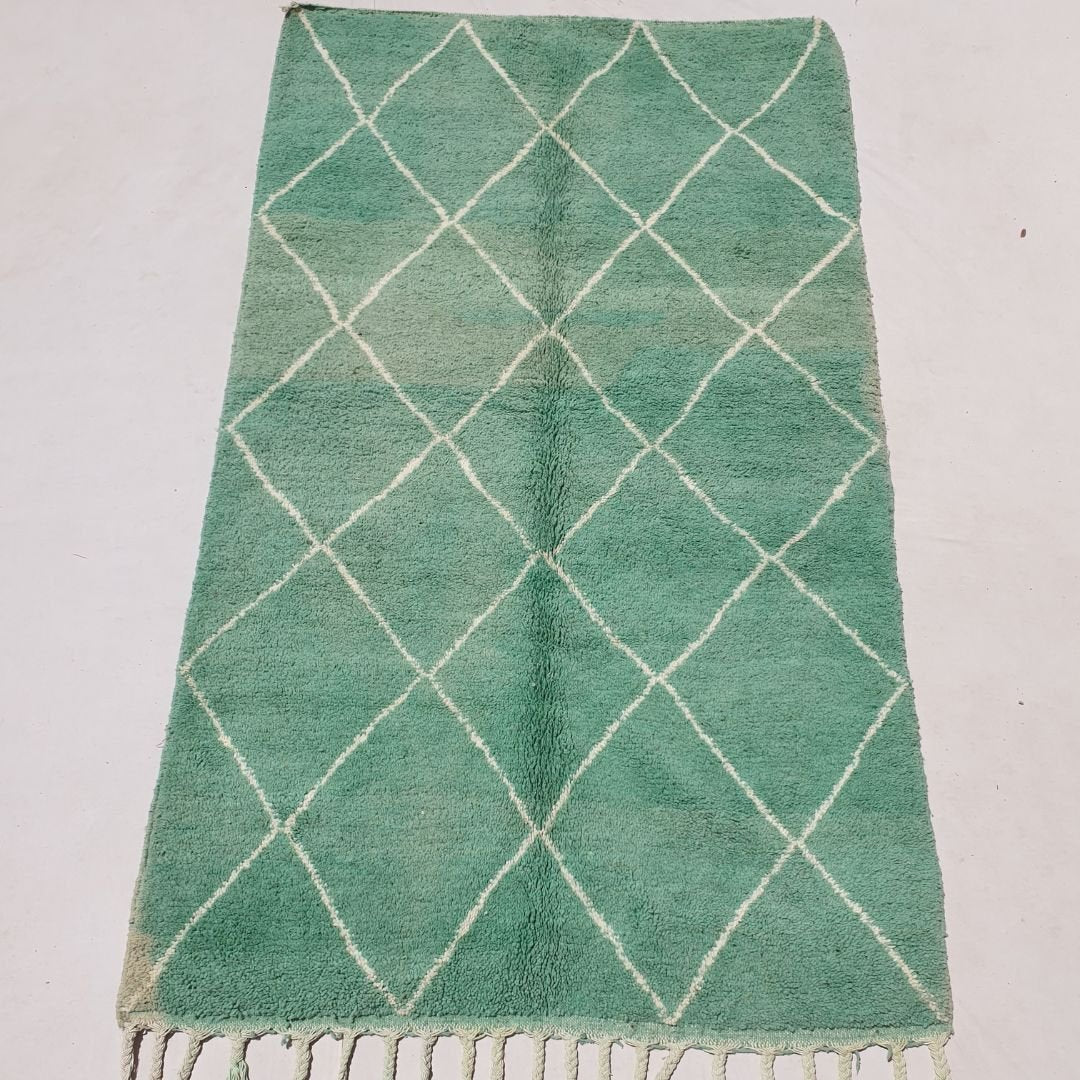 Barkaa - Green Moroccan Rug 5x8 Boujad Berber | Authentic Berber Living room & Bedroom Rug | 5x8'56 Ft | 152x261 cm - OunizZ