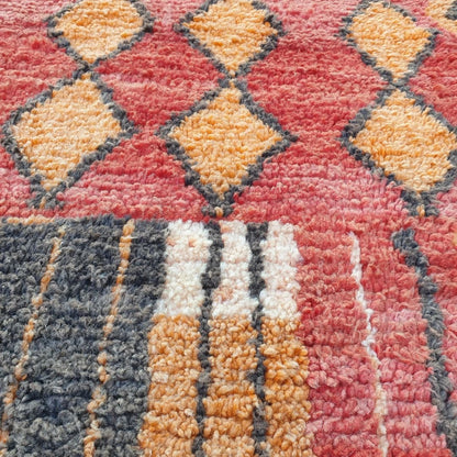 Blafia - Pink Red & Orange Moroccan Rug 6x9 Berber Boujad Handmade | 6'23x9'61 Ft | 190x293 cm - OunizZ