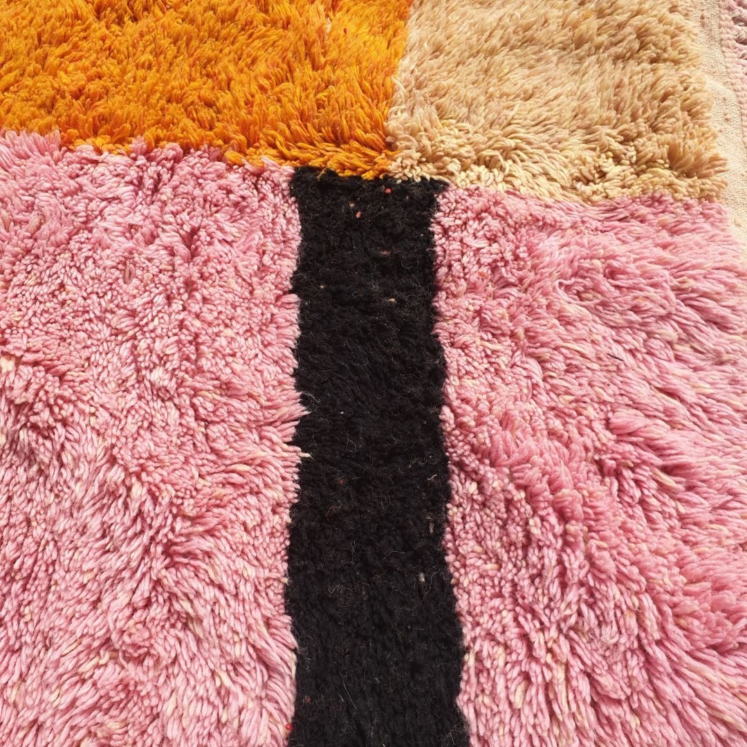 Customized Idouh - Moroccan Rug Pink Orange Beni Ourain | 228x387 cm | Moroccan Colorful Shag Rug | 100% wool handmade - OunizZ