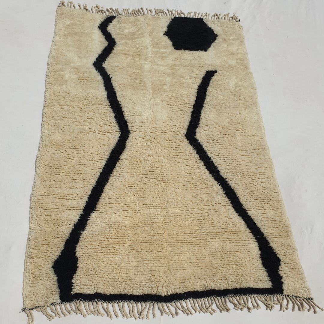 Customized Sidivia Beni Ourain Moroccan Rug 6x9 Ft | Berber Black & White 100% Authentic Wool - OunizZ