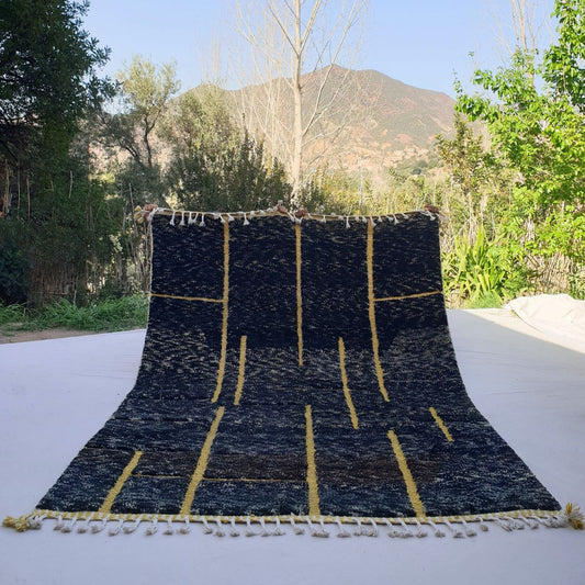 Fanita | Gradient Black Moroccan Rug 6x9 Beni Ourain Ultra Soft | Handmade Berber Wool Carpet | 6'79x9'81 Ft | 207x299 cm - OunizZ