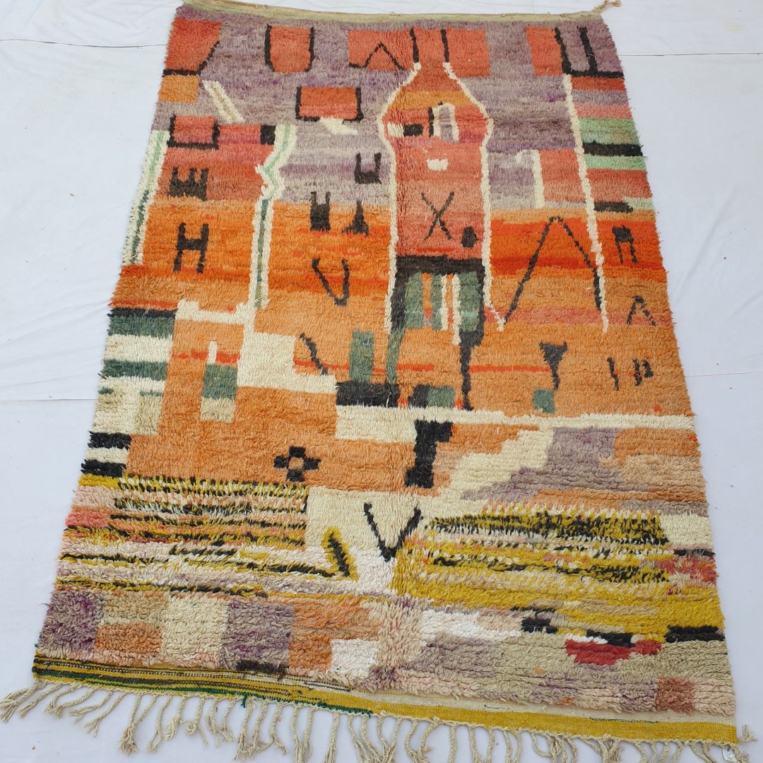 Ghayda - Orange Boujad 6x10 Moroccan Rug Berber Handmade | 6'56x10' Ft | 200x307 cm - OunizZ