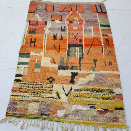 Ghayda - Orange Boujad 6x10 Moroccan Rug Berber Handmade | 6'56x10' Ft | 200x307 cm - OunizZ