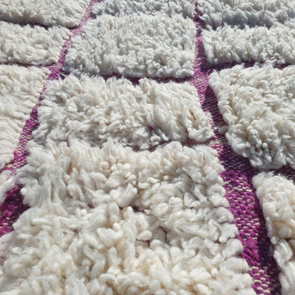 GOUTA Moroccan Rug Beni Ourain White and Pink | 9'45x6'56 Ft | 288x200 cm | 100% wool handmade - OunizZ