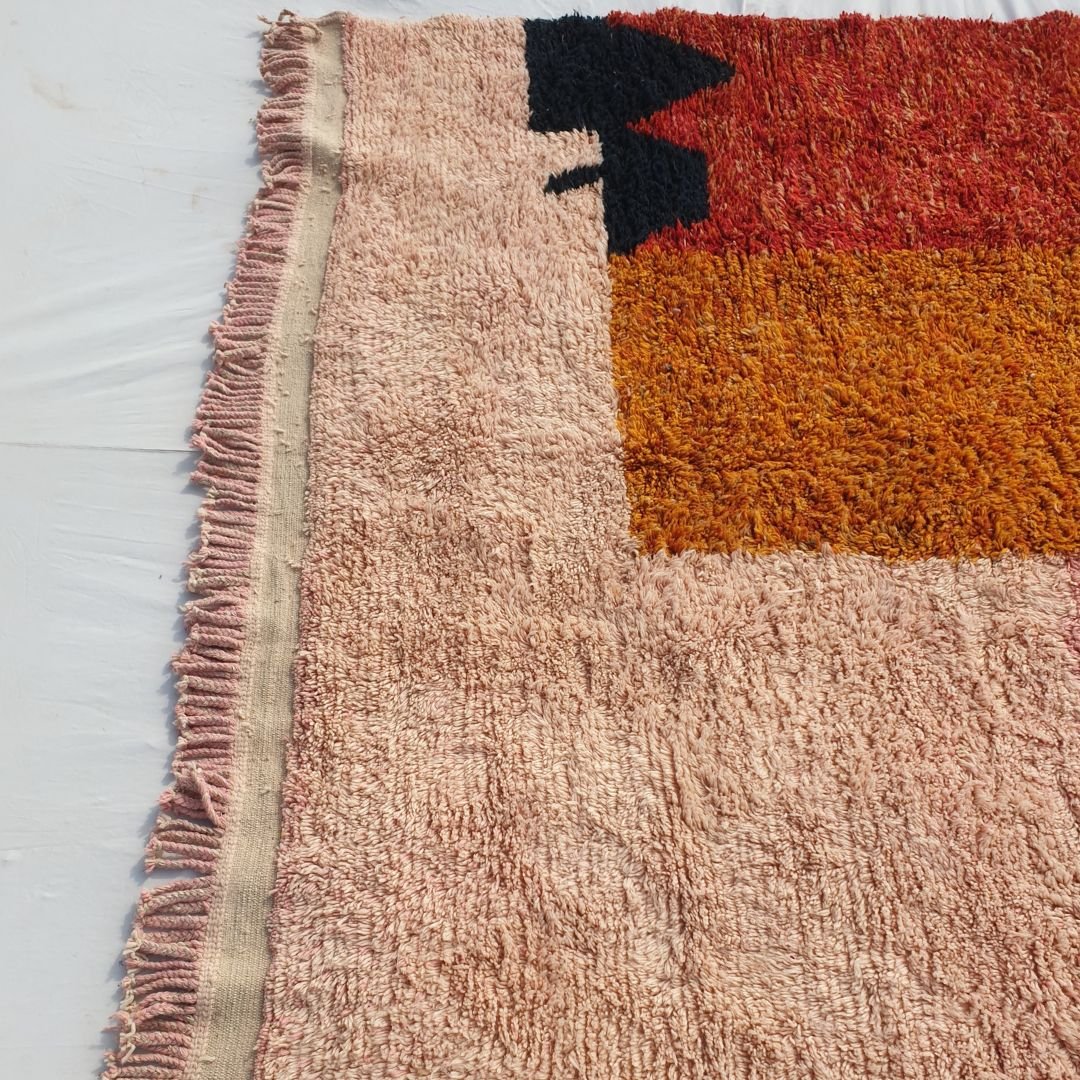 Idouh | 8x10 Moroccan Rug Pink & Orange Berber Beni Ourain for Living Room or Bedroom | 8'43x10' Ft | 257x302 cm - OunizZ