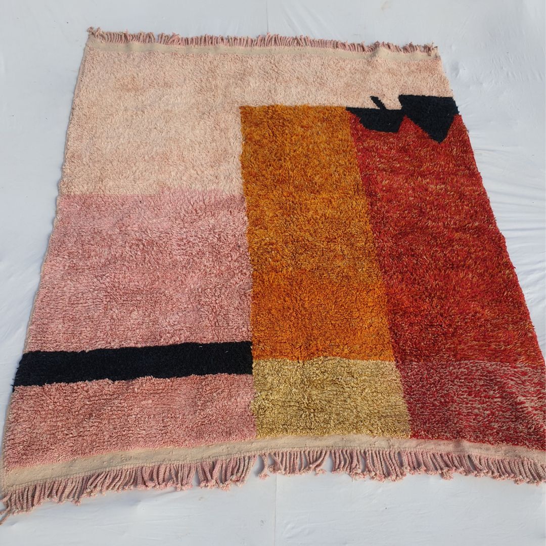 Idouh | 8x10 Moroccan Rug Pink & Orange Berber Beni Ourain for Living Room or Bedroom | 8'43x10' Ft | 257x302 cm - OunizZ