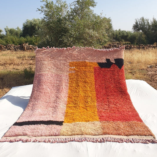 Idouh | 8x11 Moroccan Rug Pink & Orange Berber Beni Ourain for Living Room or Bedroom | 8'76x11 Ft | 267x336 cm - OunizZ