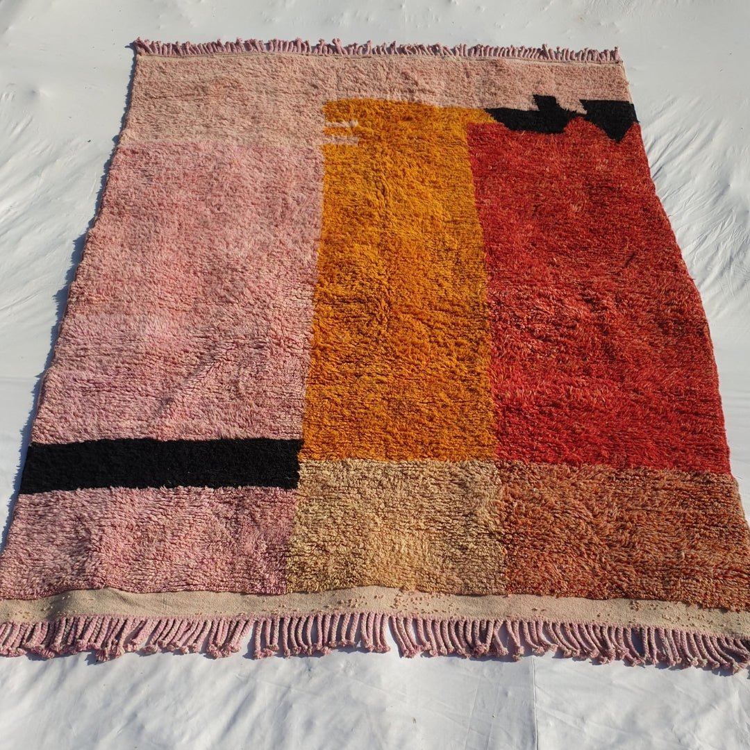 Idouh | 8x11 Moroccan Rug Pink & Orange Berber Beni Ourain for Living Room or Bedroom | 8'76x11 Ft | 267x336 cm - OunizZ