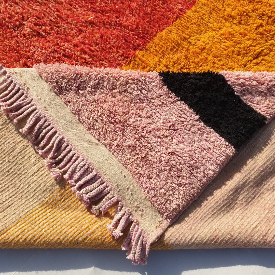 Idouh | 8x11 Moroccan Rug Pink & Orange Berber Beni Ourain for Living Room or Bedroom | 8'76x11 Ft | 267x336 cm - OunizZ