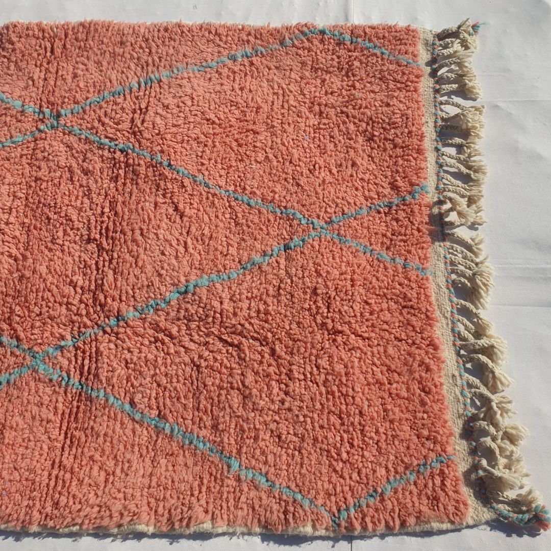 Ktami | Small Pink Moroccan Rug Beni Ourain Ultra Soft | 3'60x4'66 Ft | 110x142 cm - OunizZ