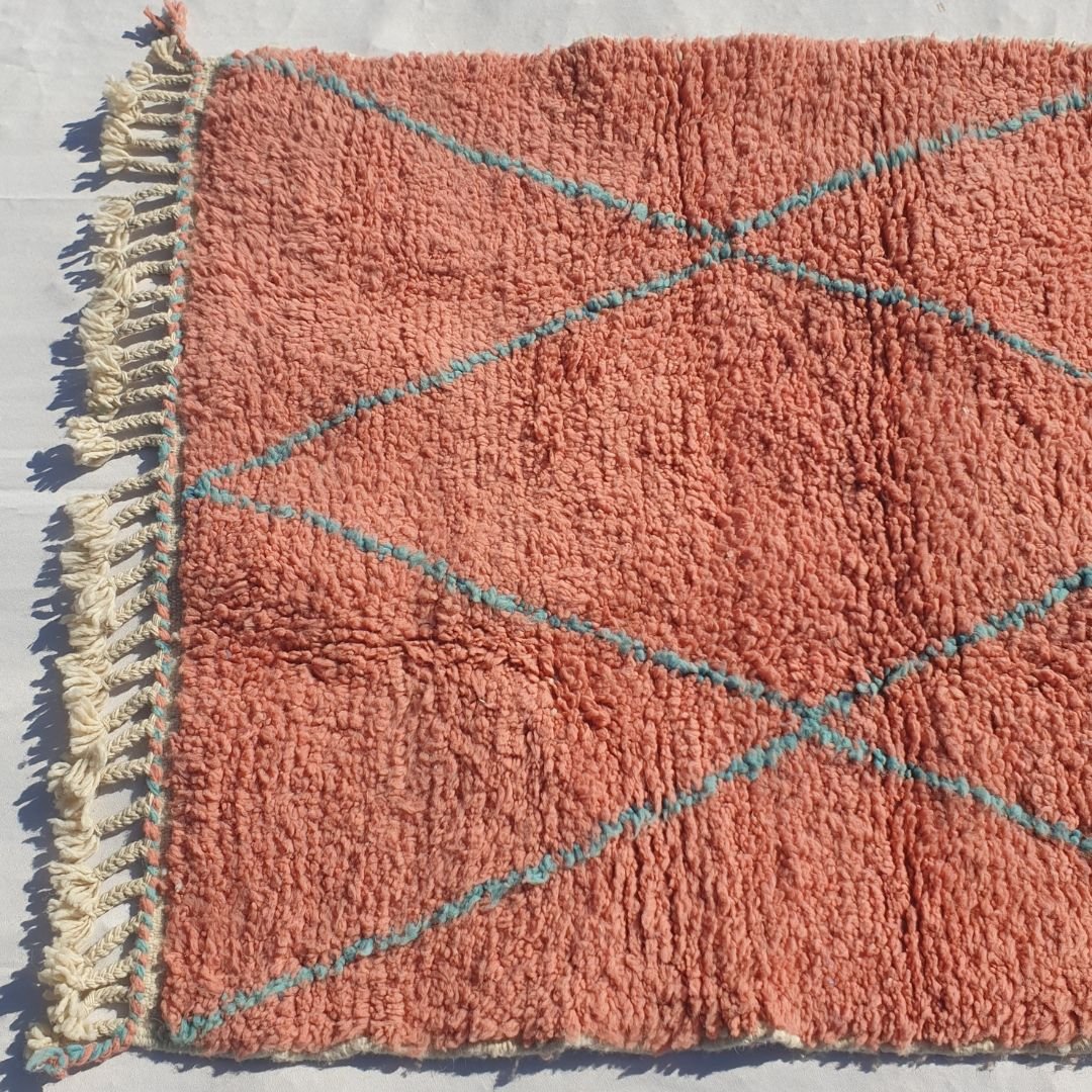 Ktami | Small Pink Moroccan Rug Beni Ourain Ultra Soft | 3'60x4'66 Ft | 110x142 cm - OunizZ