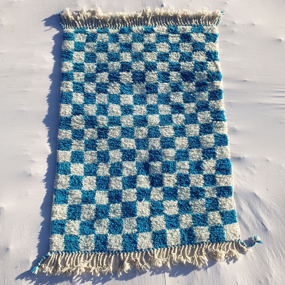 Laboua | Checkered Beni Ourain 3x5 Moroccan Rug Berber | 3'48x4'89 Ft | 106x150 cm - OunizZ