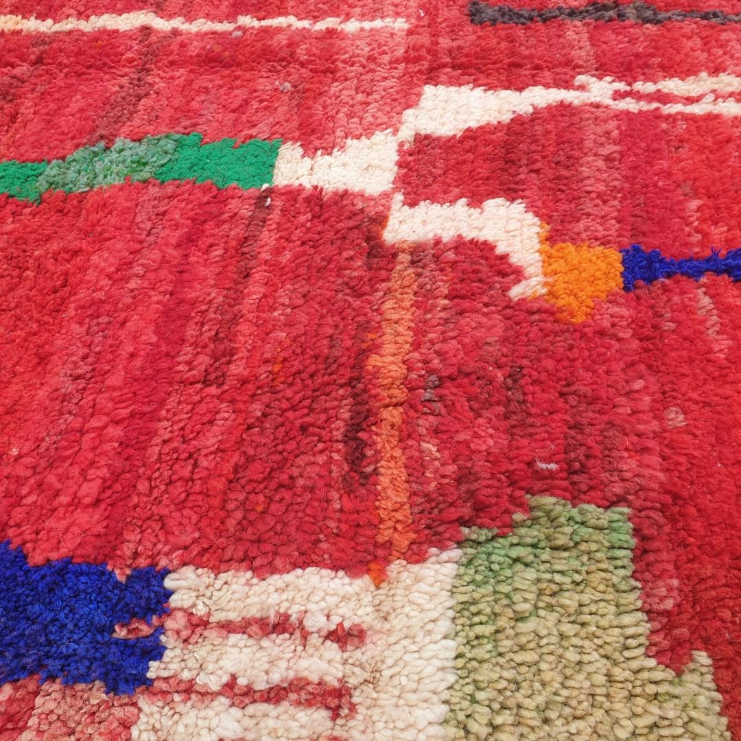 Lamaa - Red Berber Moroccan Rug 6x10 | Authentic Boujad handmade Moroccan Carpet | 6'17x10'10 Ft | 188x308 cm - OunizZ