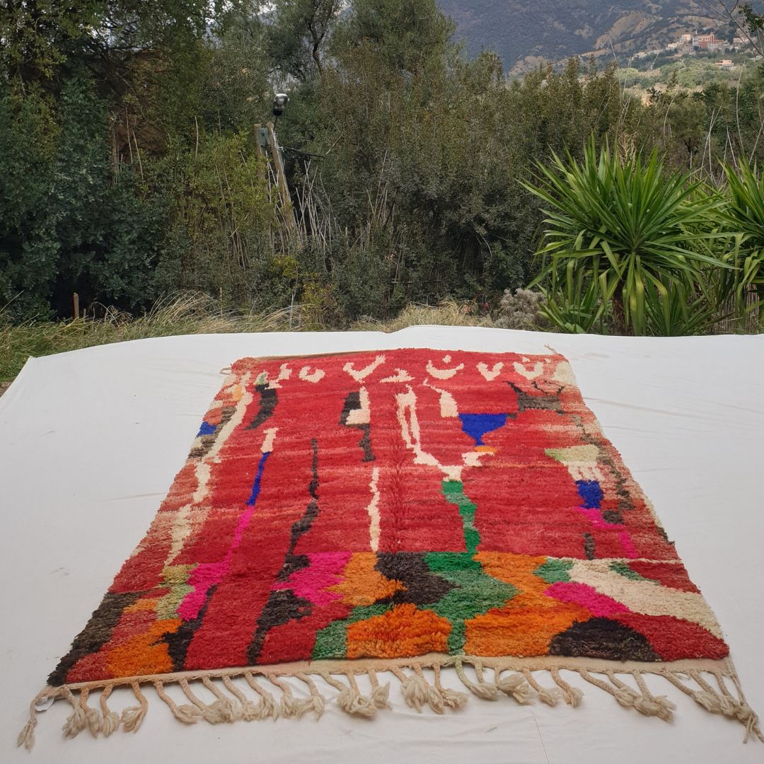 Lamaa - Red Berber Moroccan Rug 6x10 | Authentic Boujad handmade Moroccan Carpet | 6'17x10'10 Ft | 188x308 cm - OunizZ