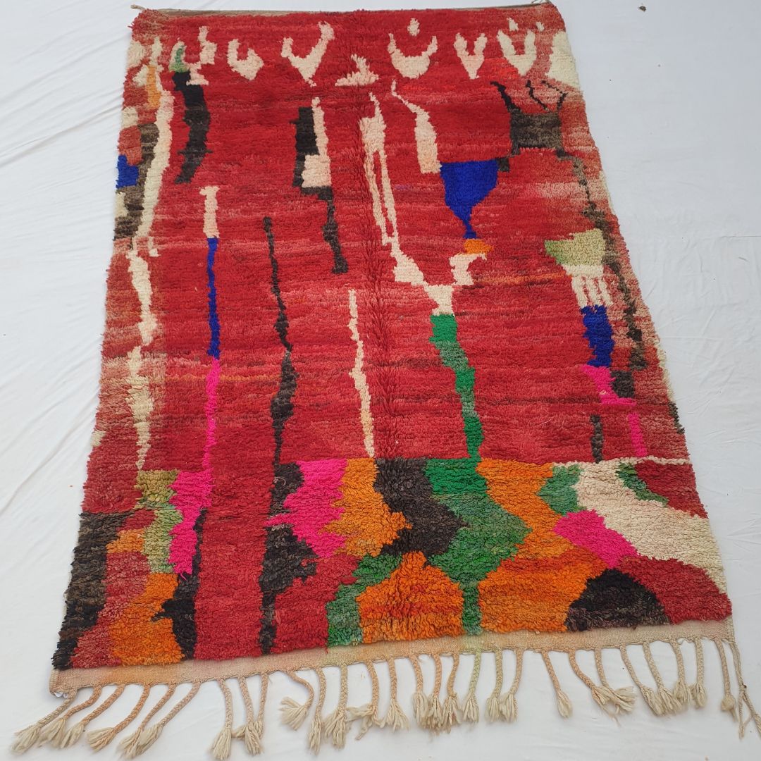 Lamaa - Red Berber Moroccan Rug 6x10 | Authentic Boujad handmade Moroccan Carpet | 6'17x10'10 Ft | 188x308 cm - OunizZ