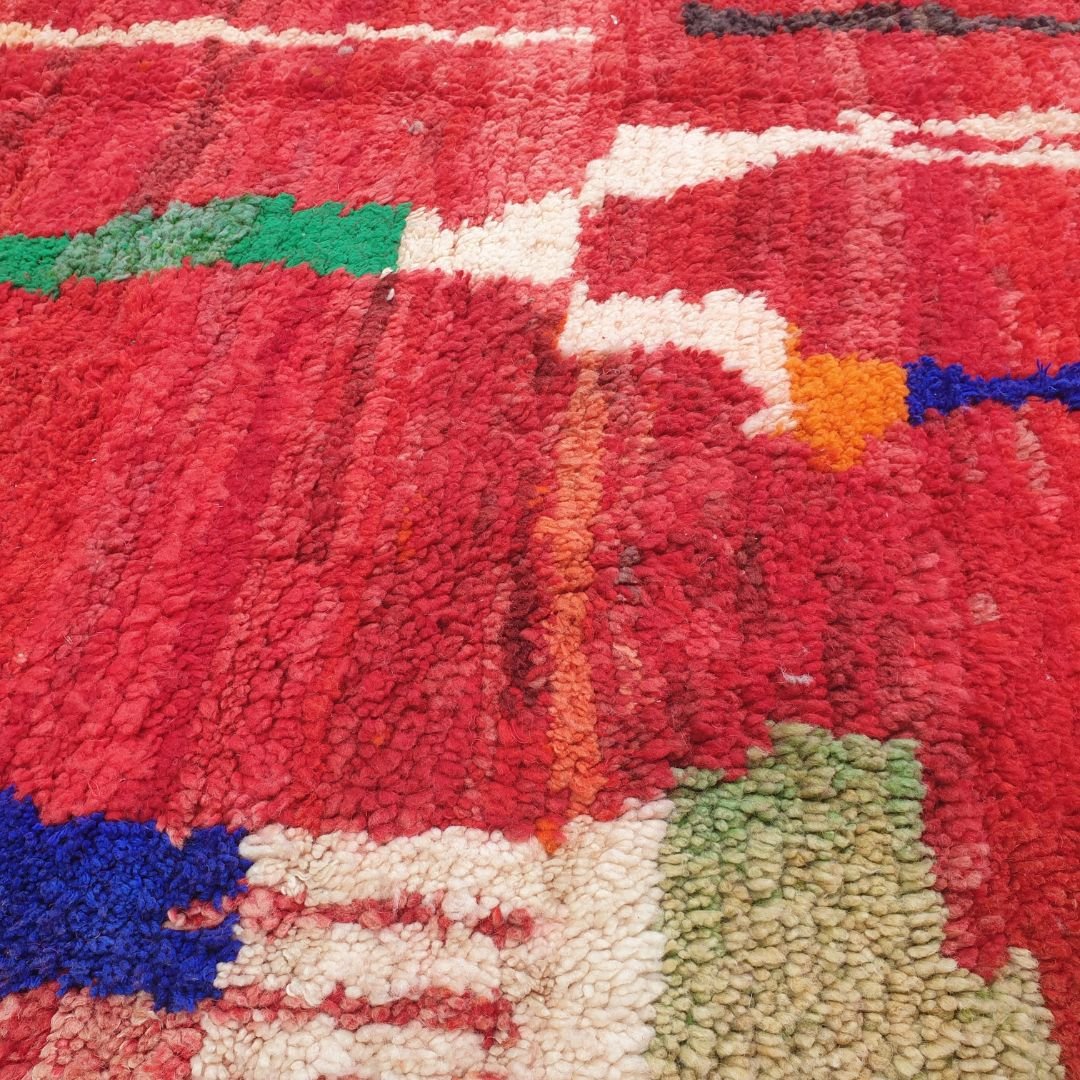 Lamaa - Red Berber Moroccan Rug 6x10 | Authentic Boujad handmade Moroccan Carpet | 6'17x10'10 Ft | 188x308 cm - OunizZ