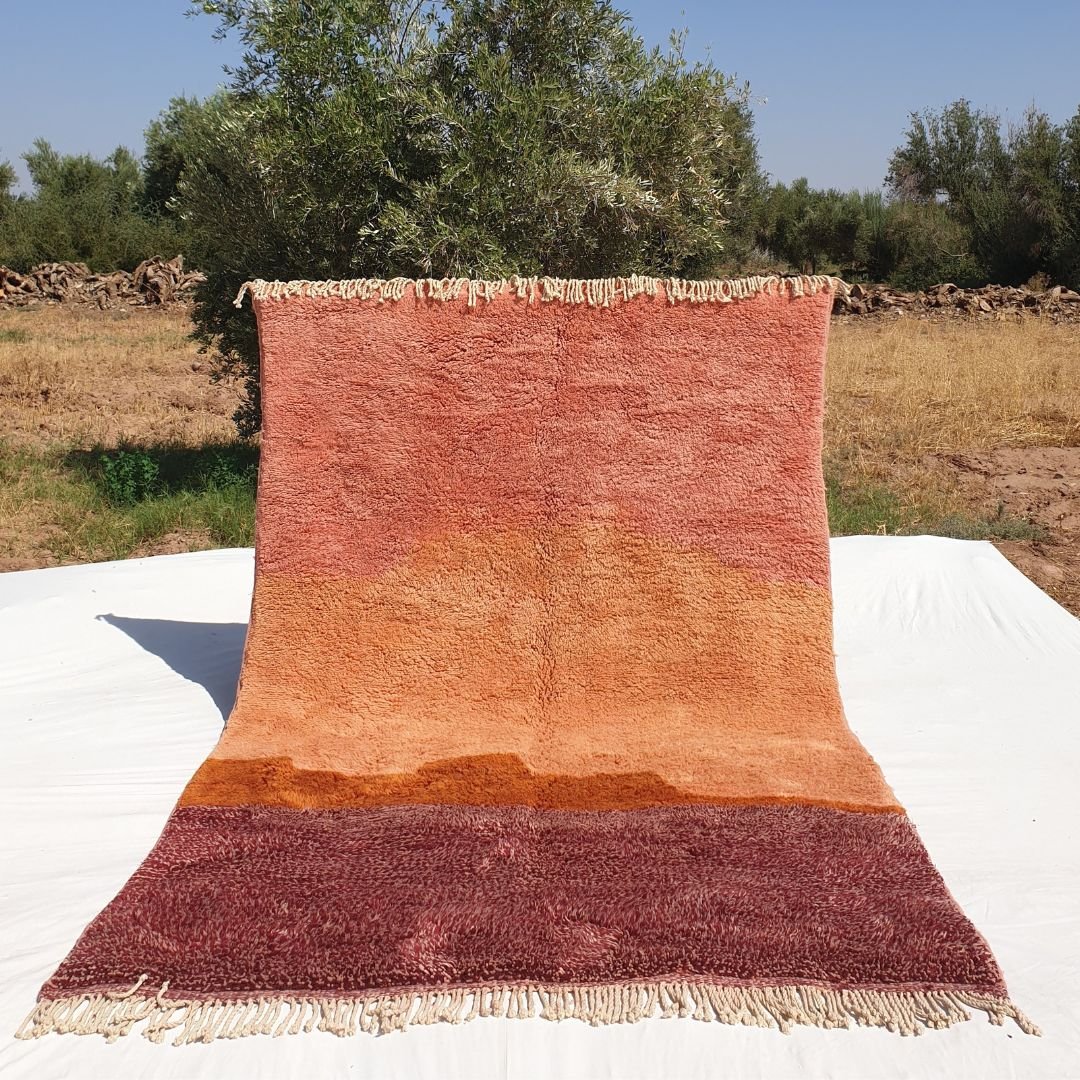 Lavme | Peach Pink Moroccan Rug 6x10 Beni Ourain Ultra Soft | Authentic Berber wool Beni Rug | 6'76x10 Ft | 206x306 cm - OunizZ