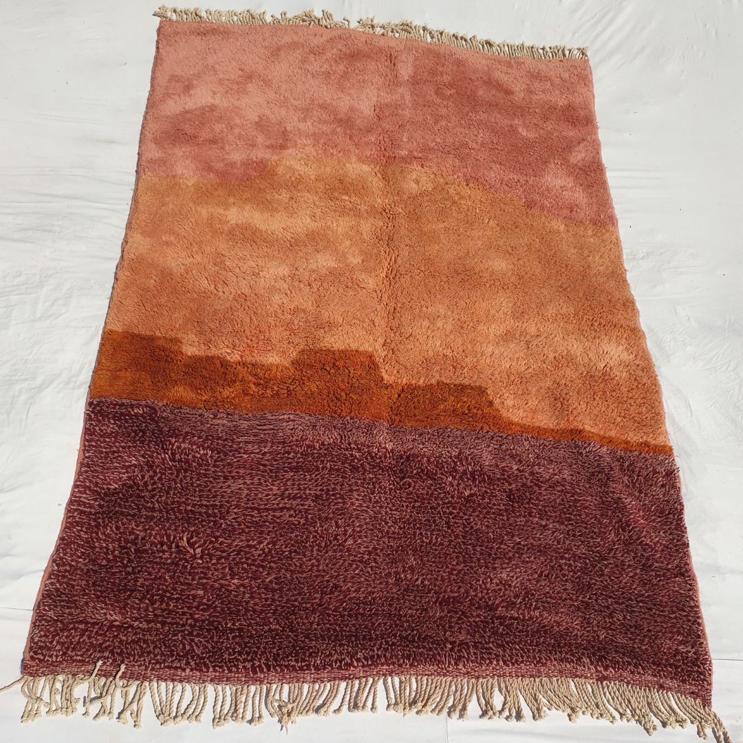 Lavme | Peach Pink Moroccan Rug 6x10 Beni Ourain Ultra Soft | Authentic Berber wool Beni Rug | 6'76x10 Ft | 206x306 cm - OunizZ