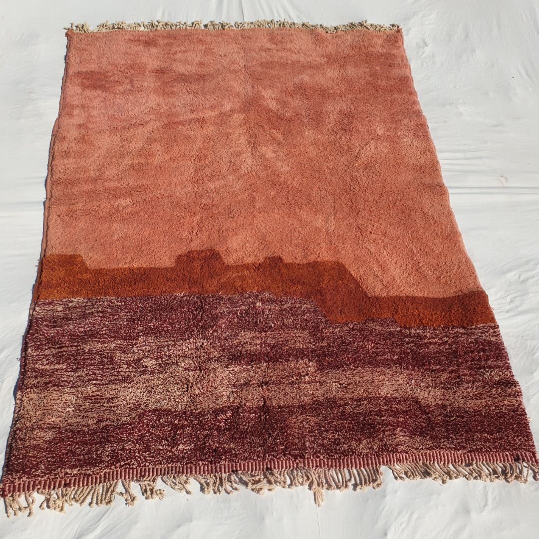 Lavme | Peach Pink Moroccan Rug 7x9 Beni Ourain Ultra Soft | Authentic Berber wool Beni Rug | 7'22x9'58 Ft | 220x292 cm - OunizZ