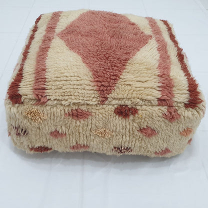 Moroccan Pouf - Handcrafted Moroccan Pink Floor Cushion Cover | 24x24x20 inches | 60x60x20 cm - OunizZ