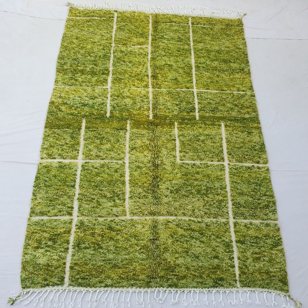 Naanaa | Mint Green Moroccan Rug 6x10 Soft Beni Ourain | Handmade Berber Wool Carpet | 6'69x10'33 Ft | 204x315 cm - OunizZ