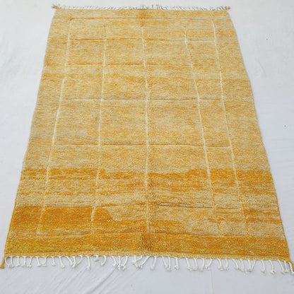 Nalssa | Yellow Moroccan Rug 6x9 Soft Beni Ourain | Handmade Berber Wool Carpet | 6'82x9'74 Ft | 208x297 cm - OunizZ