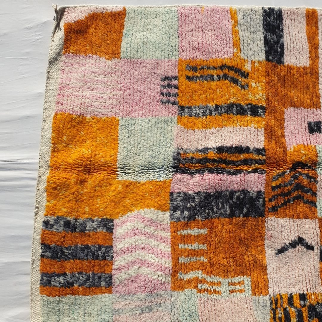 Orza - Orange Moroccan Rug 5x8 Boujad | Authentic Colorful Berber Handmade Carpet | 8'60x4'80 Ft | 262x144 cm - OunizZ