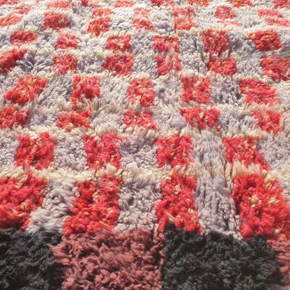Rawja - Red & Black 6x9 Moroccan Rug Beni Mrirt Luxurious Ultra Soft and Thick | Berber Handmade Wool Carpet | 6'63x9'38 Ft | 202x286 cm - OunizZ