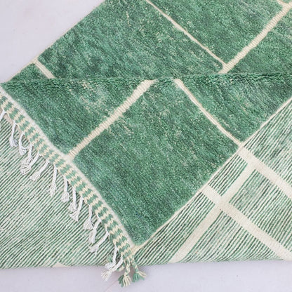 Rbata | Green Beni Ourain 6x9 Moroccan Rug Ultra Soft | Handmade Berber Wool Carpet | 6'89x9'71 Ft | 210x296 cm - OunizZ