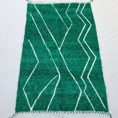 Sabila | Green Moroccan Rug 5x8 Soft Authentic Beni Ourain | 5'25x8'23 Ft | 160x251 cm - OunizZ