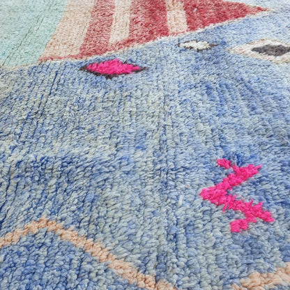 Wajdia - Blue & Red Berber Moroccan Rug 6x10 | Authentic Boujad handmade Moroccan Carpet | 6'92x10'07 Ft | 211x307 cm - OunizZ