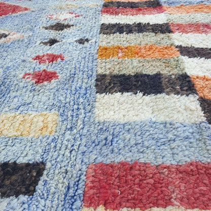 Wajdia - Blue & Red Berber Moroccan Rug 6x10 | Authentic Boujad handmade Moroccan Carpet | 6'92x10'07 Ft | 211x307 cm - OunizZ