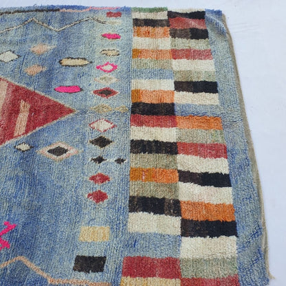 Wajdia - Blue & Red Berber Moroccan Rug 6x10 | Authentic Boujad handmade Moroccan Carpet | 6'92x10'07 Ft | 211x307 cm - OunizZ