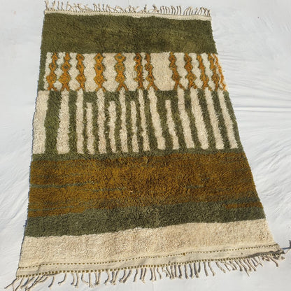 Zaita | Ultra Soft Olive Green Moroccan Rug 6x9 Beni Ourain | Authentic Berber High Pile wool Rug | 6'43x9'94 Ft | 196x303 cm - OunizZ