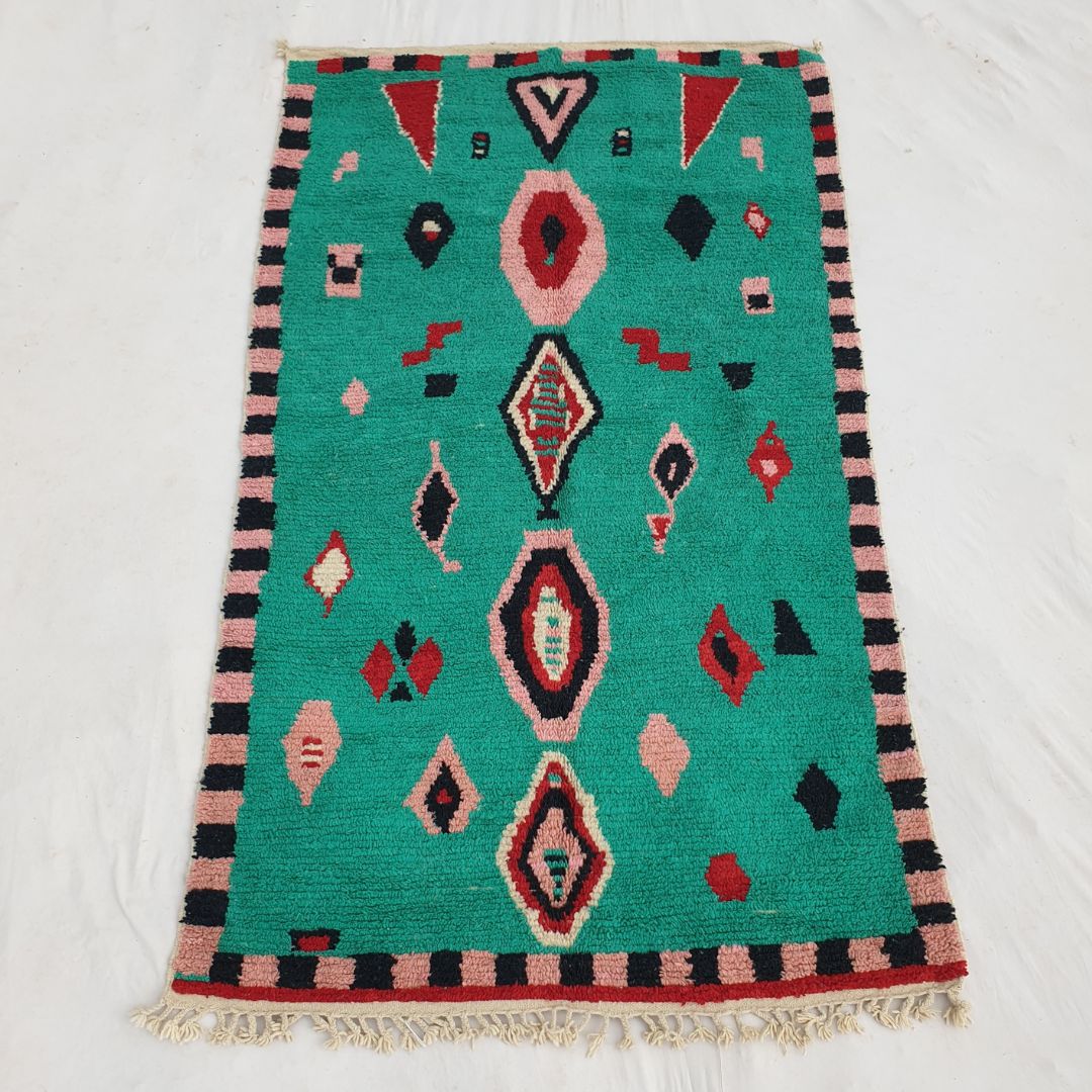 Zumrud - Green Boujad Moroccan Rug 5x8 | Handmade with 100% Authentic Wool | 8'80x5'20 Ft | 270x157 cm - OunizZ