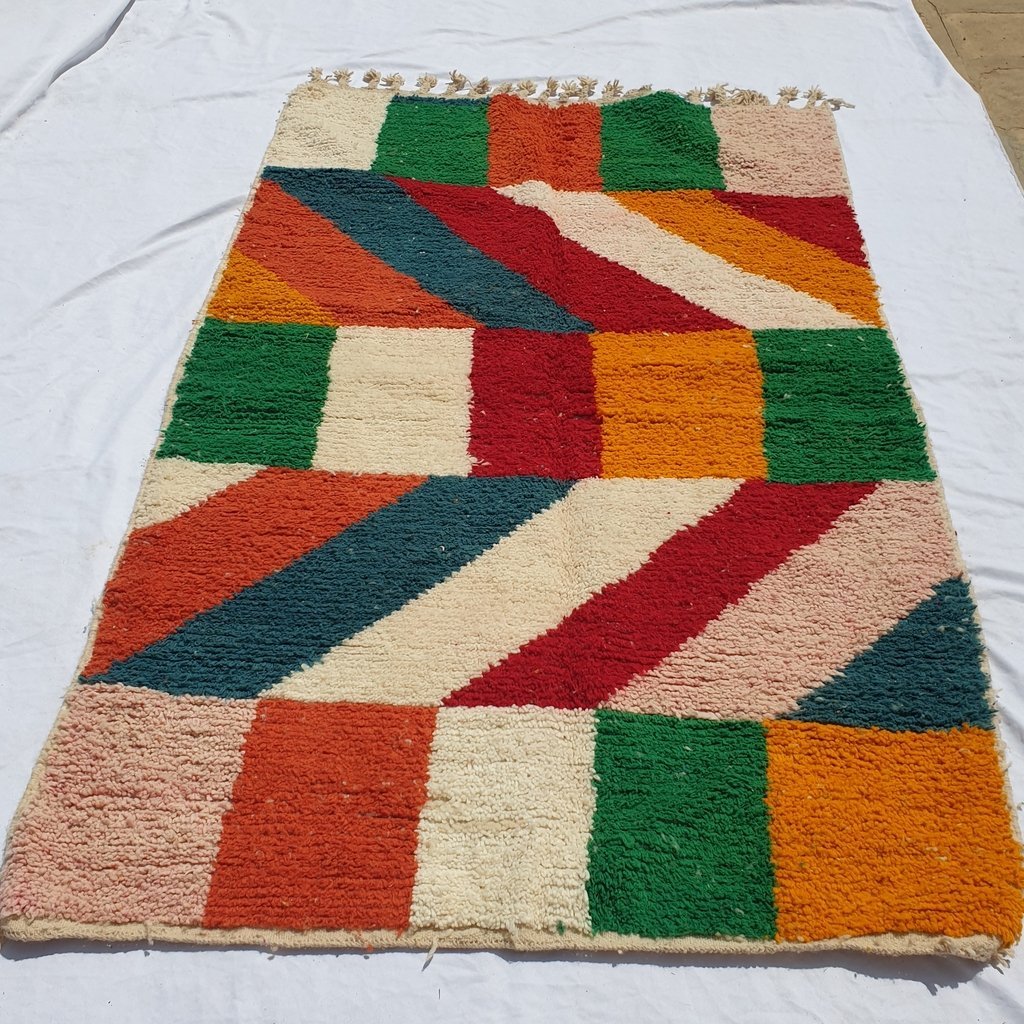 ACHERCHUR | 8x5 Ft | 2,5x1,5 m | Moroccan Colorful Rug | 100% wool handmade - OunizZ