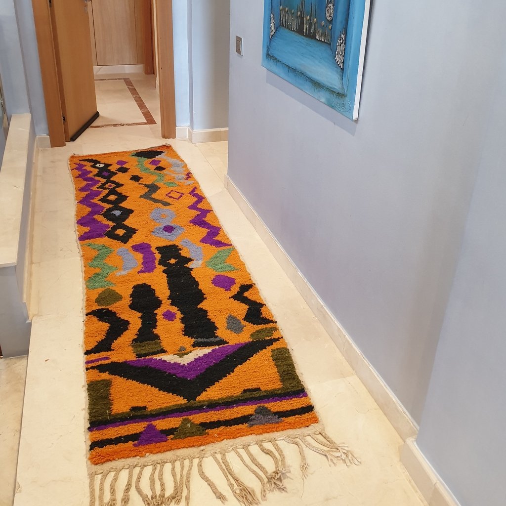 BERIN Runner | 9'6x2'7 Ft | 2,93x0,83 m | Moroccan Colorful Rug | 100% wool handmade - OunizZ