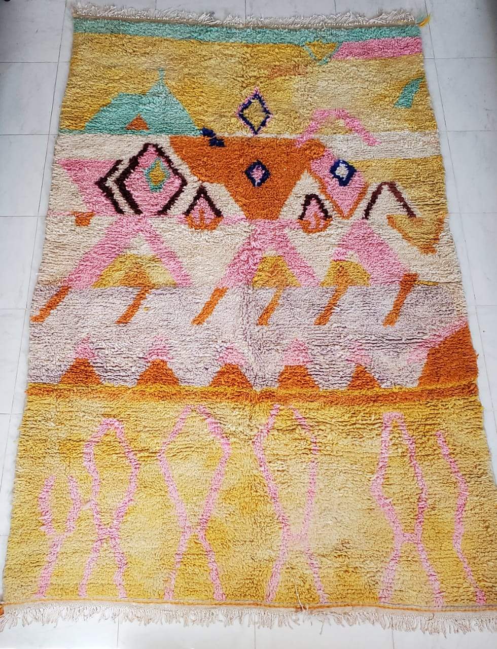 Customized KEFKEF | 8x5 Ft | 2,5x1,5 m | Moroccan Colorful Rug | 100% wool handmade - OunizZ