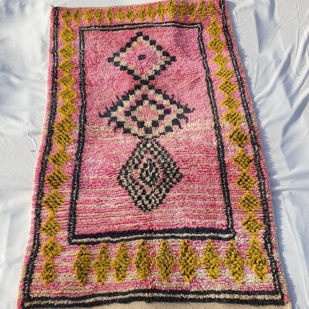 Customized ROWARDA Moroccan Boujaad Pink Rug | 8x6 Ft | 100% wool handmade - OunizZ