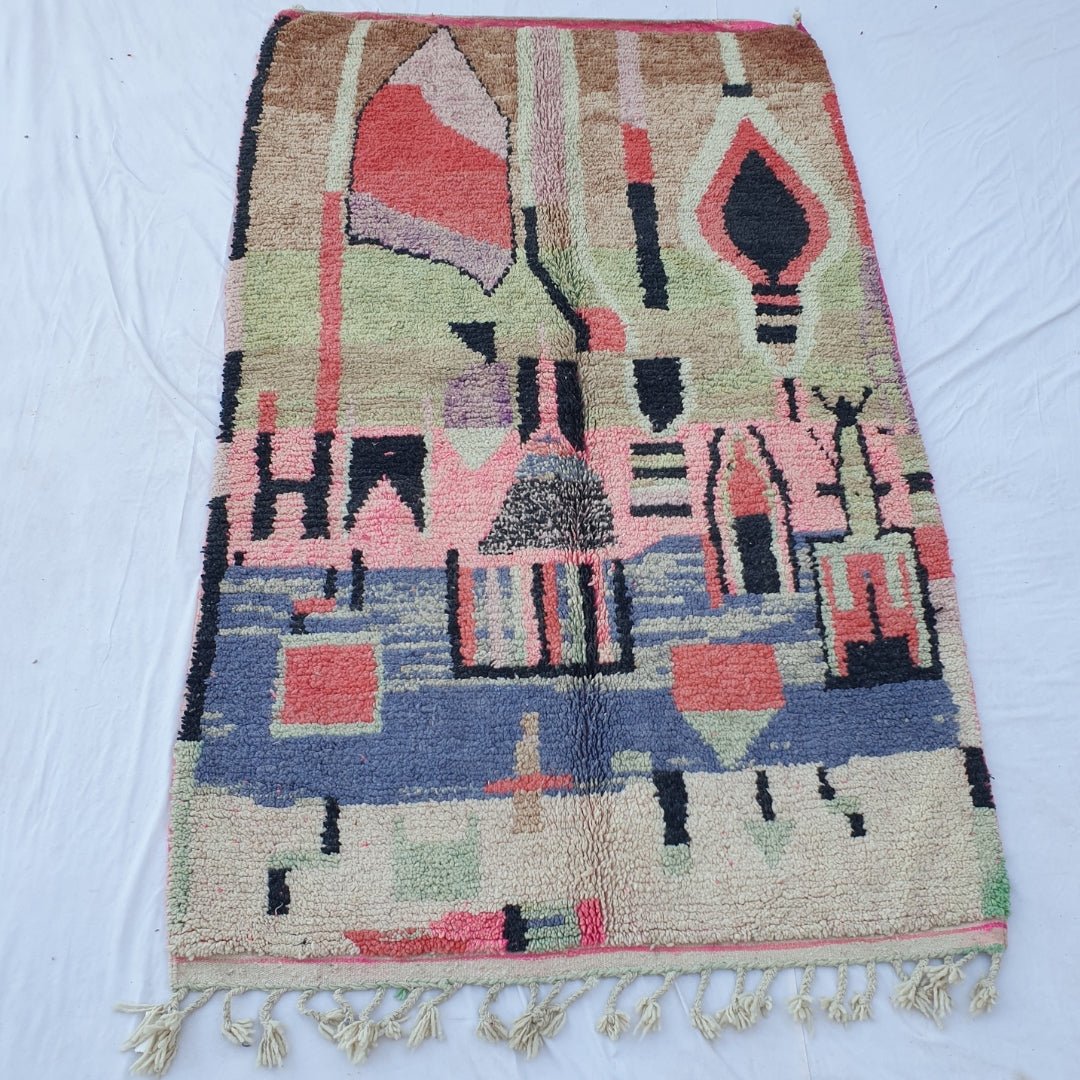 Emade - Moroccan Rug Boujaad | Colorful Authentic Berber Handmade Bedroom Rug | 8'60x5'25 Ft | 2,62x1,60 m - OunizZ