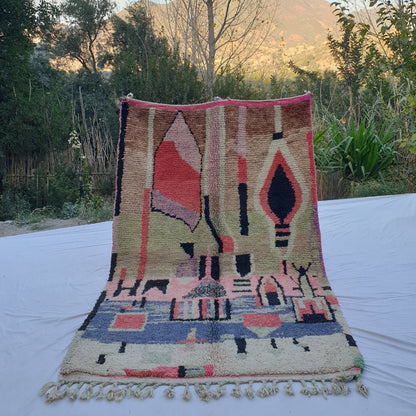 Emade - Moroccan Rug Boujaad | Colorful Authentic Berber Handmade Bedroom Rug | 8'60x5'25 Ft | 2,62x1,60 m - OunizZ
