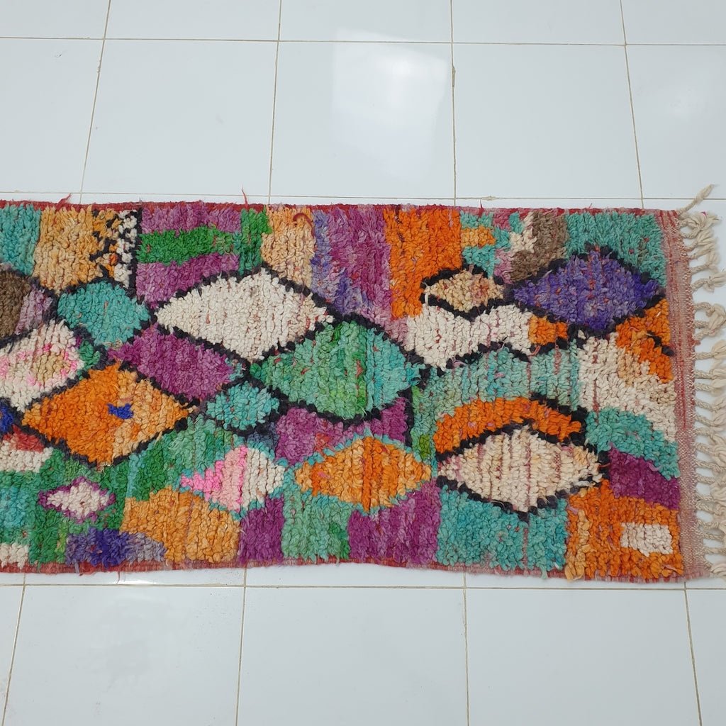 FALAT Runner | 9'7x2'5 Ft | 3x0,75 m | Moroccan Colorful Rug | 100% wool handmade - OunizZ