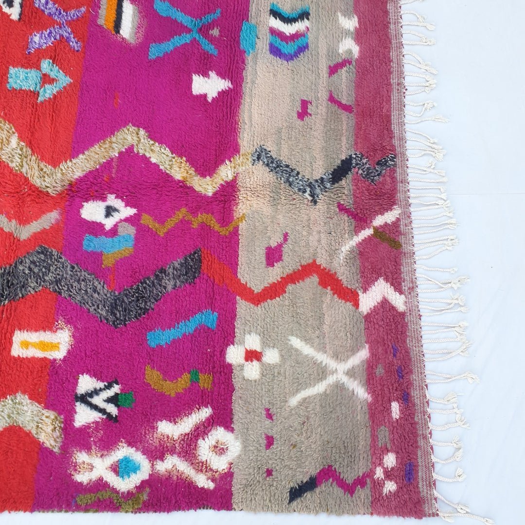 Kemicha - MOROCCAN RUG BOUJAD | Moroccan Berber Rug | Colorful Rug Moroccan Carpet | Authentic Handmade Berber Bedroom Rugs | 9'71x6'59 Ft | 296x201 cm - OunizZ