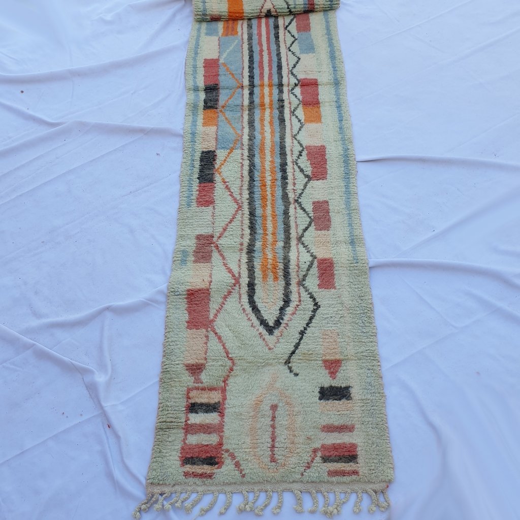 LARAK Runner | 11'2x2'4 Ft | 3,41x0,72 m | Moroccan Colorful Rug | 100% wool handmade - OunizZ