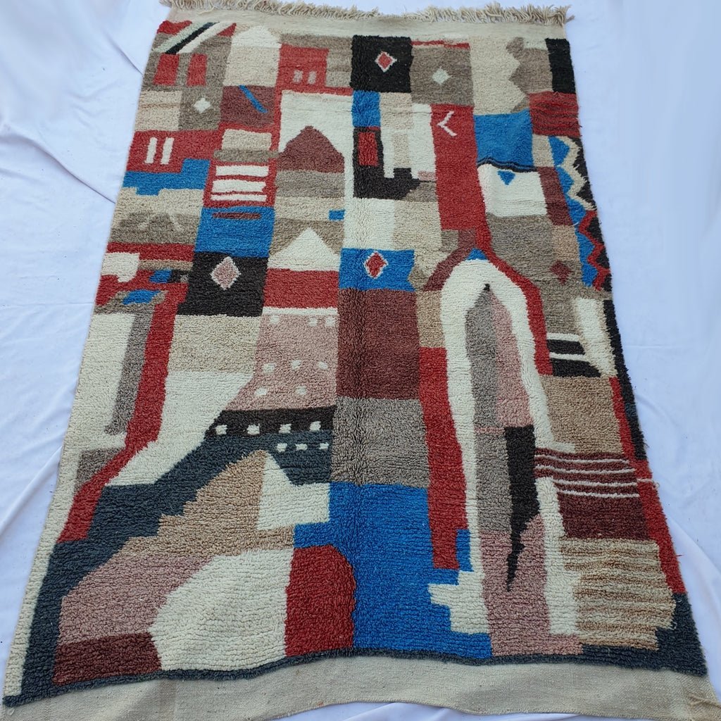 MOROCCAN BOUJAAD RUG | Moroccan Berber Rug | Colorful Rug Moroccan Carpet | Authentic Handmade Berber Bedroom Rug | 10x6'2 Ft | 304x190 cm - OunizZ