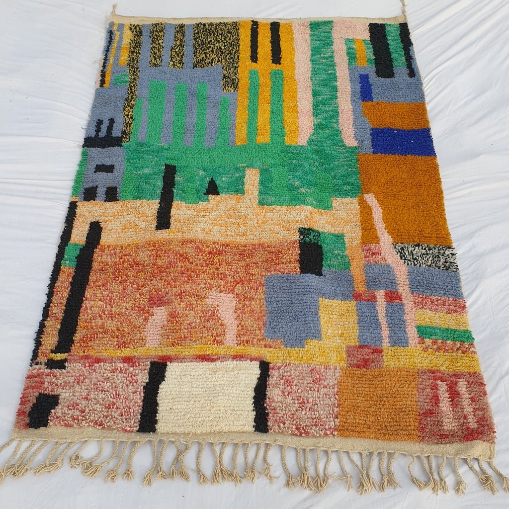 MOROCCAN BOUJAAD RUG | Moroccan Berber Rug | Colorful Rug Moroccan Carpet | Authentic Handmade Berber Bedroom Rug | 9'8x6'5 Ft | 3x2m - OunizZ